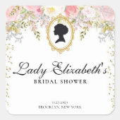 お姫様ピンクの花のブリジャートン結婚式前祝い スクエアシール (正面)