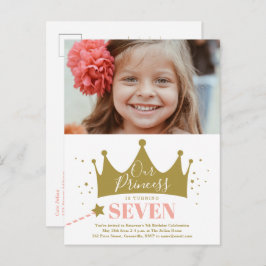 お姫様プリンセス ピンク モダン 誕生日 招待状