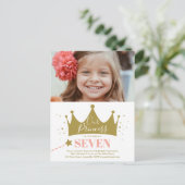 お姫様プリンセス ピンク モダン 誕生日 招待状 (スタンド正面)