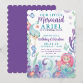 お姫様マーメイドの誕生日招待状 招待状 (正面/裏面)