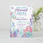 お姫様マーメイドの誕生日招待状 招待状 (スタンド正面)