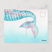 お姫様ラメermaidの水彩画 バースデー招待状 ポストカード (裏面)