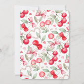 お姫様気分を味わうベビーシャワー招待状 ピンクのさくらんぼ 招待状 (裏面)