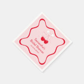 お姫様気分を添える チェリーオントップ ボウ ブライダルシャワー スタンダードカクテルナプキン (角)