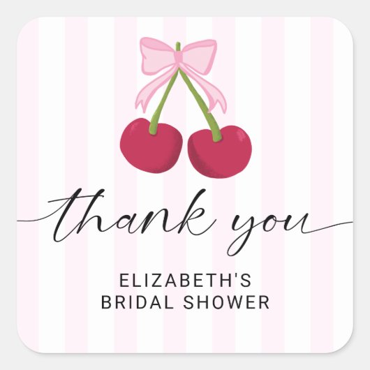 お姫様気分を添える ブライダルシャワーボウ ストライプ スクエアシール (正面)