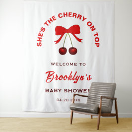 お姫様気質なチェリーボウ ベビーシャワーバックドロップ タペストリー