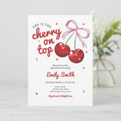 お姫様気質なリボン ピンクの女の子のベビーシャワー 招待状 (スタンド正面)