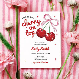 お姫様気質なリボン ピンクの女の子のベビーシャワー 招待状