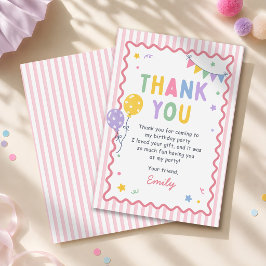 お姫様1歳の誕生日おめでとう ピンクのかわいいデザイン サンキューカード