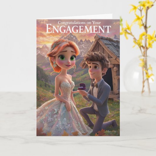 お婚約 カード (黄色い花)