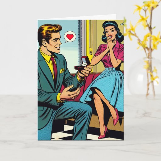 お婚約 |レトロ カード (黄色い花)