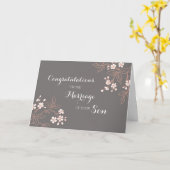 お嫁ぎの親のためのクラシカルな祝賀カード カード (黄色い花)