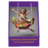 「お嬢さん最後退職した」 ミディアムペーパーバッグ (裏面)