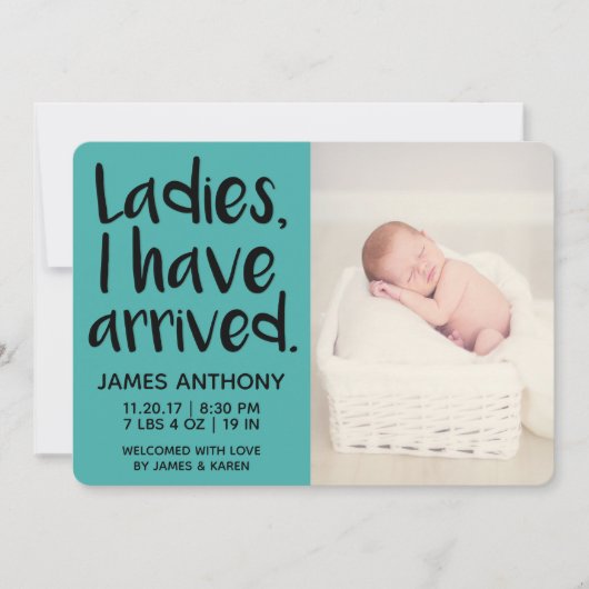 お嬢さん、お誕生発表が来た 案内状 (正面)