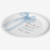 お嬢さん 結婚式の準備中 ブルー ブライダルシャワー ペーパープレート (アングル)