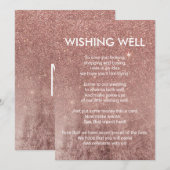 お嬢様のモダン ローズゴールド グリッター ホイル ウィッシング ウェル 招待状 (正面/裏面)