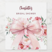 お嬢様の結婚前お披露目パーティー　ピンクの花が咲く ワインラベル (シングルラベル)