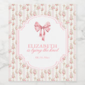 お嬢様の結婚式前のお披露目パーティー　コケッティー　ボウ　ブライダルシャワー ワインラベル (シングルラベル)