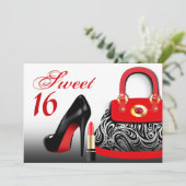 お嬢様の誕生日パーティー ハイヒールと口紅のスイート16 招待状 (スタンド正面)
