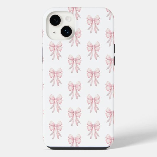 お嬢様風ピンクリボンパターン iPhoneケース (裏面)