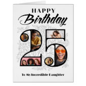 お嬢様25歳の誕生日大きな花の数字カード (正面)