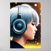 お嬢聞さんが音楽に | AIアートポスター ポスター (正面)