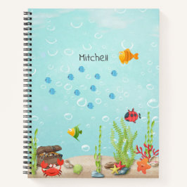 お子さまの名前入りのカラフルな海のノート ノートブック