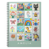 お子さまの絵がコラージュになった特別なノート ノートブック (正面)