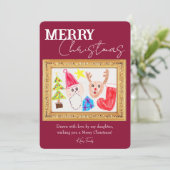 お子さまの絵と写真を使ったクリスマスカード 招待状 (スタンド正面)