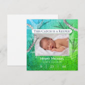 お子さまの誕生を釣りのお知らせで 招待状 (正面/裏面)