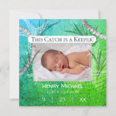 お子さまの誕生を釣りのお知らせで 招待状 (正面)