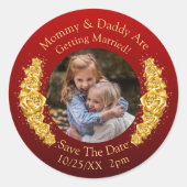 お子さんの写真 ママとパパの結婚式 ラウンドシール (正面)