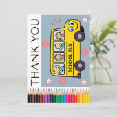 お子さんまたはご家族の名前からのスクールバス運転手カード サンキューカード (スタンド正面)