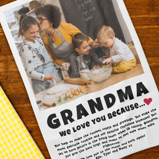 お子さパーソナライズされたんからのおばあちゃん写真ギフト キッチンタオル