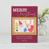 お子カスタムさんのアートワークを描いたホリデーカード 招待状 (スタンド正面)