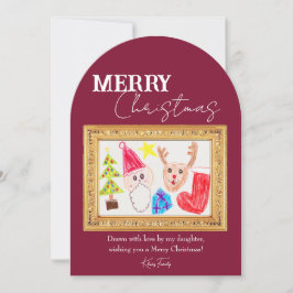 お子カスタムさんのアートワークを描いたホリデーカード 招待状