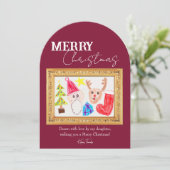 お子カスタムさんのアートワークを描いたホリデーカード 招待状 (スタンド正面)