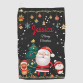 お子パーソナライズされた様のサンタクリスマス ゴルフタオル (正面)
