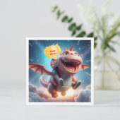 お子様がピンクのドラゴンに乗って飛んでいる、ドラゴンカードです カード (スタンド正面)