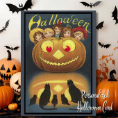 お子様とカスタム ハロウィン パンプキン ヴィンテージ シーズンカード