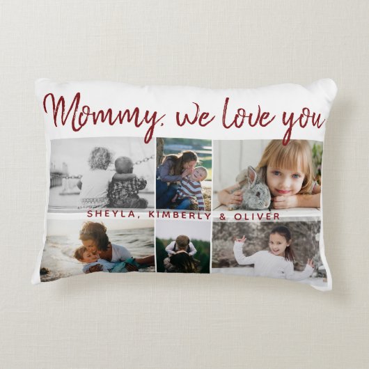 お子様と家族のお母さん6フォトコラージュ アクセントクッション (裏面)