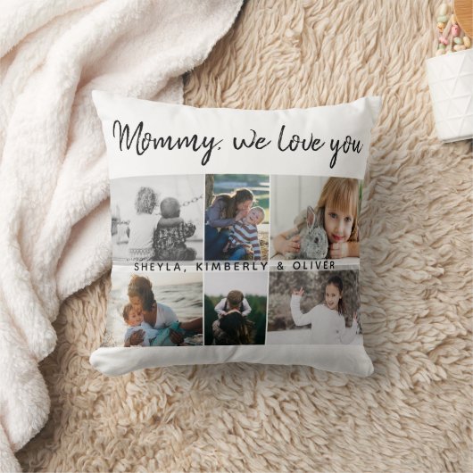 お子様と家族のお母さん6フォトコラージュ クッション (ブランケット)