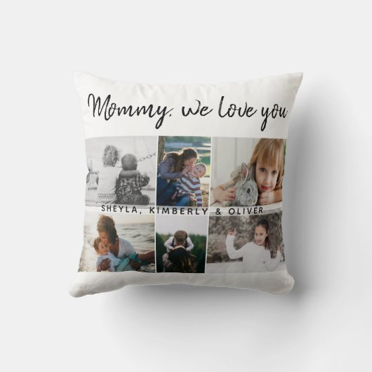 お子様と家族のお母さん6フォトコラージュ クッション (裏面)
