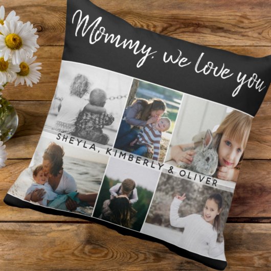 お子様と家族のお母さん6フォトコラージュ クッション