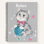 お子様による猫のスケッチのカスタマイズ ノートブック (正面)