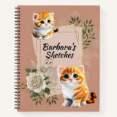 お子様による猫のスケッチのパーソナライズ ノートブック (正面)