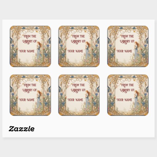 お子様のおとぎ話蔵書票 スクエアシール (シート)