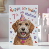 お子様のためのかわいい犬の7歳の誕生日カード カード