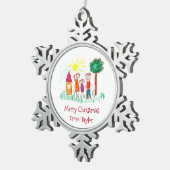 お子様のアートワークのクリスマス スノーフレークピューターオーナメント (右)