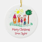 お子様のアートワークのクリスマス セラミックオーナメント (正面)